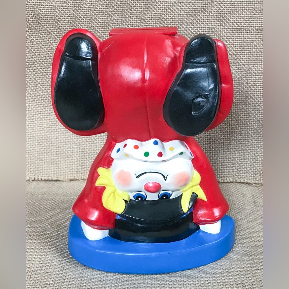 Silly Clown Doing Handstand Ceramic Coin Bank Hand Painted Whimsical Kidcore